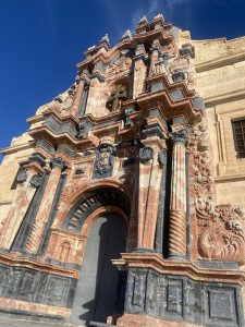 Baroque marble portal of the Basilica-Shrine of Vera Cruz in Caravaca de la Cruz, Murcia, Spain.