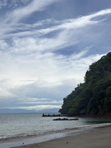 
A white sign in Puntarenas, Costa Rica.