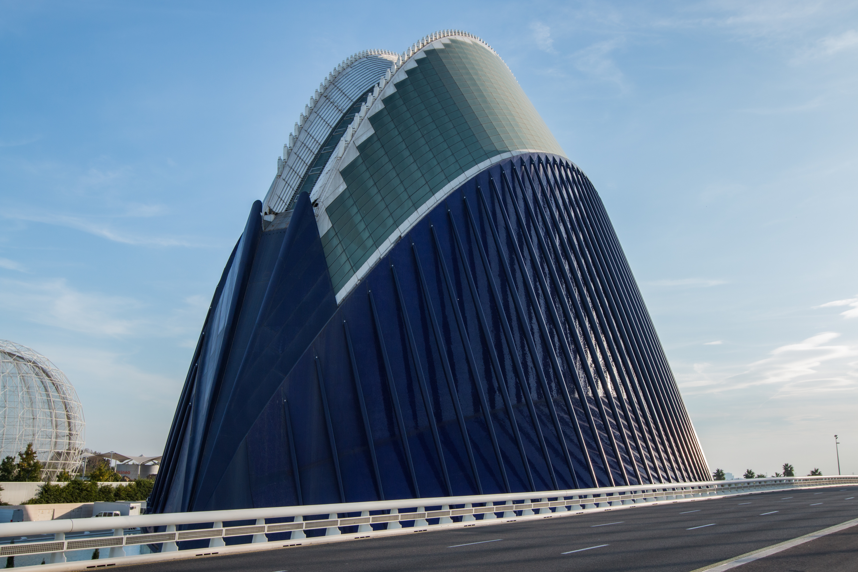 Ágora building at Valencia’s City of Arts and Sciences under a clear blue sky.