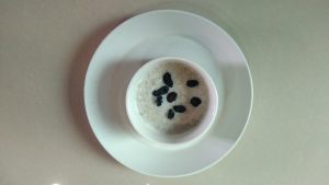 Creamy rice pudding topped with raisins. A simple, homemade comfort food to brighten the day!