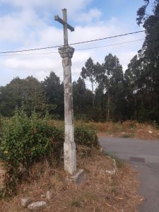 A stone cross at Cruceiro en Cánduas, Galicia, Spain.