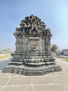 The rear side of the Nanneshwara (Nannesvara) reveals detailed carvings and the elegant design of the shrine tower. The symmetry and stone craftsmanship make this a beautiful example of Karnataka’s heritage. Captured at the Lakkundi (Lokkugundi) Temple Complex, Gadag district, Karnataka.
