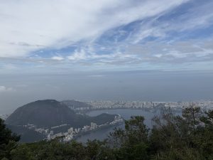 View from Altos de Boa Vista in Rio de Janeiro with green hills and city scenery.