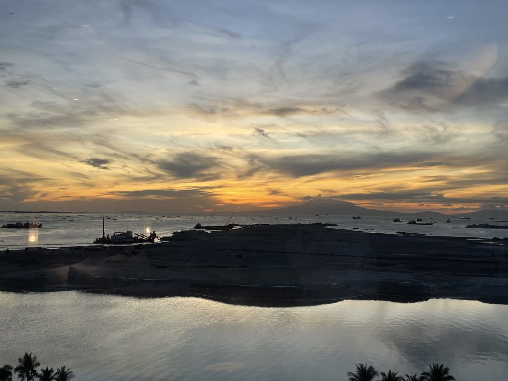 Sunset view of Manila Bay in the Philippines from Conrad Manila.